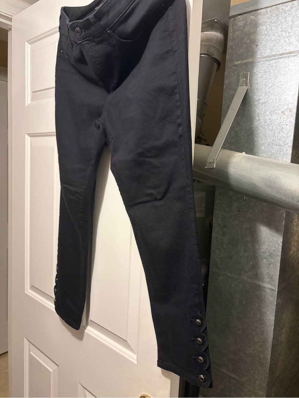 Chicos Black Skinny Jeans with Button-Hem Detail